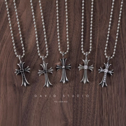 Chrome Hearts Small Cross Charm Necklace with Diamonds – Ball Chain