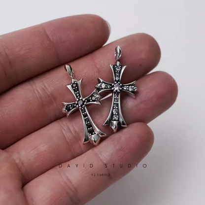 Chrome Hearts Small Cross Charm With Diamonds