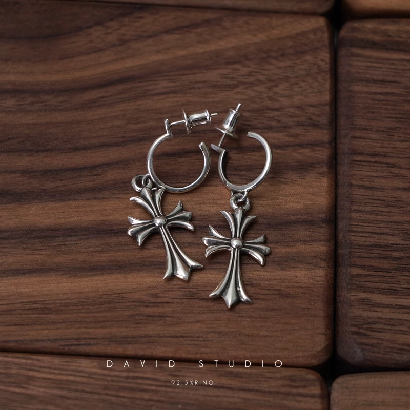 Chrome Hearts TINY Cross Hoop Earring