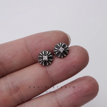 Chrome Hearts Cross Ball Stud With Diamond