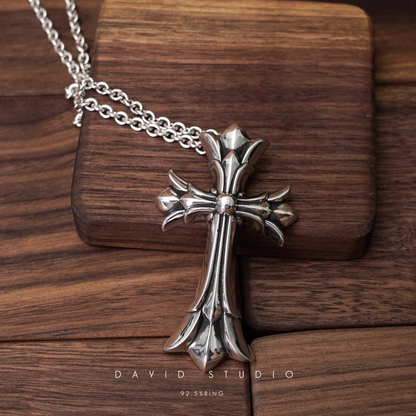 Chrome Hearts Large Double Cross Pendant – Roll Chain