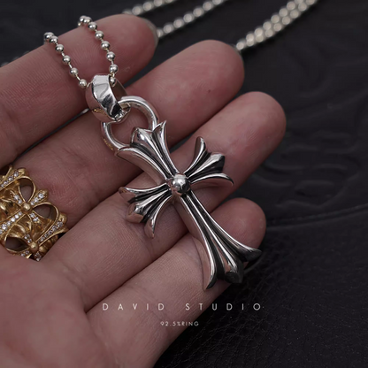 Chrome Hearts Small Cross Pendant With Bail – Ball Chain