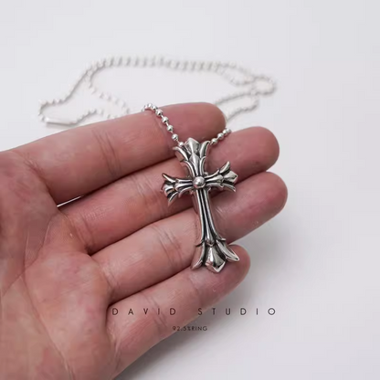 Chrome Hearts Small Double Cross Pendant – Ball Chain