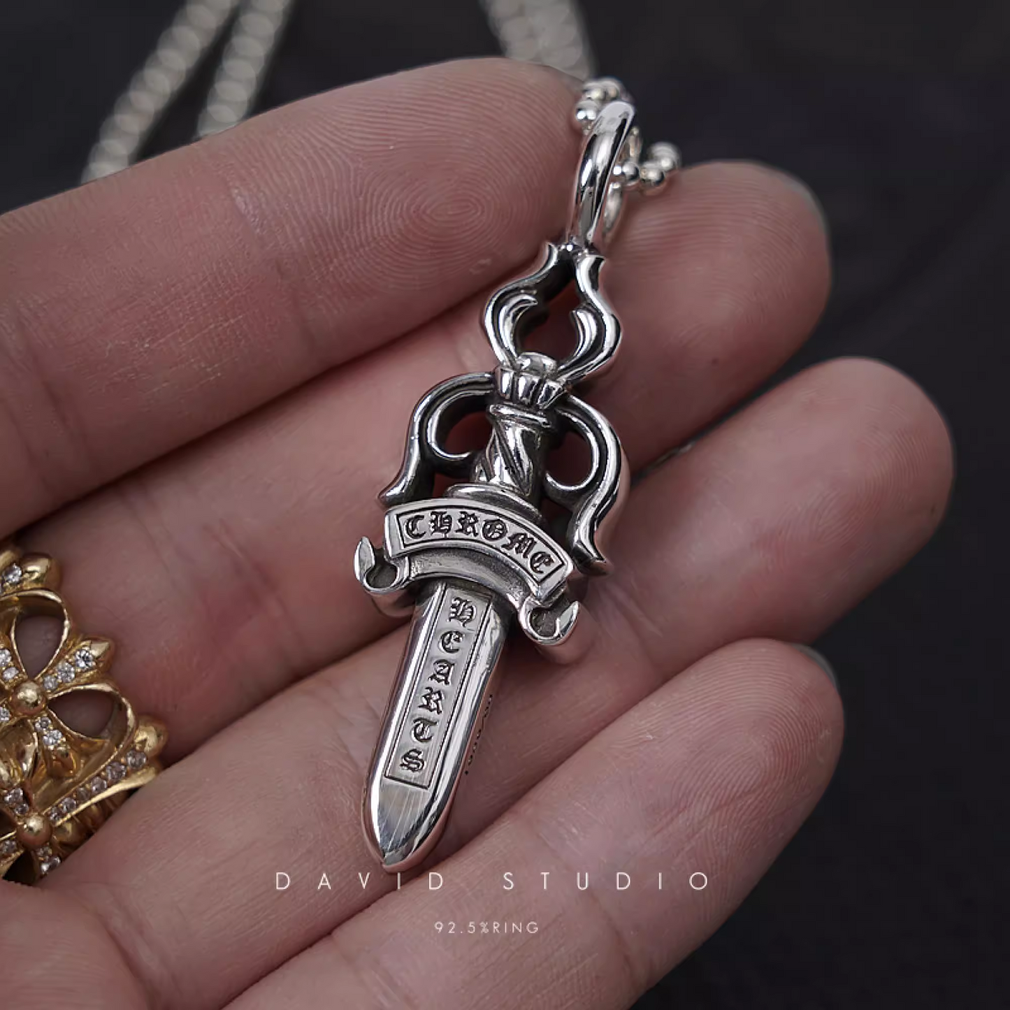 Chrome Hearts Double Dagger Pendant – Ball Chain