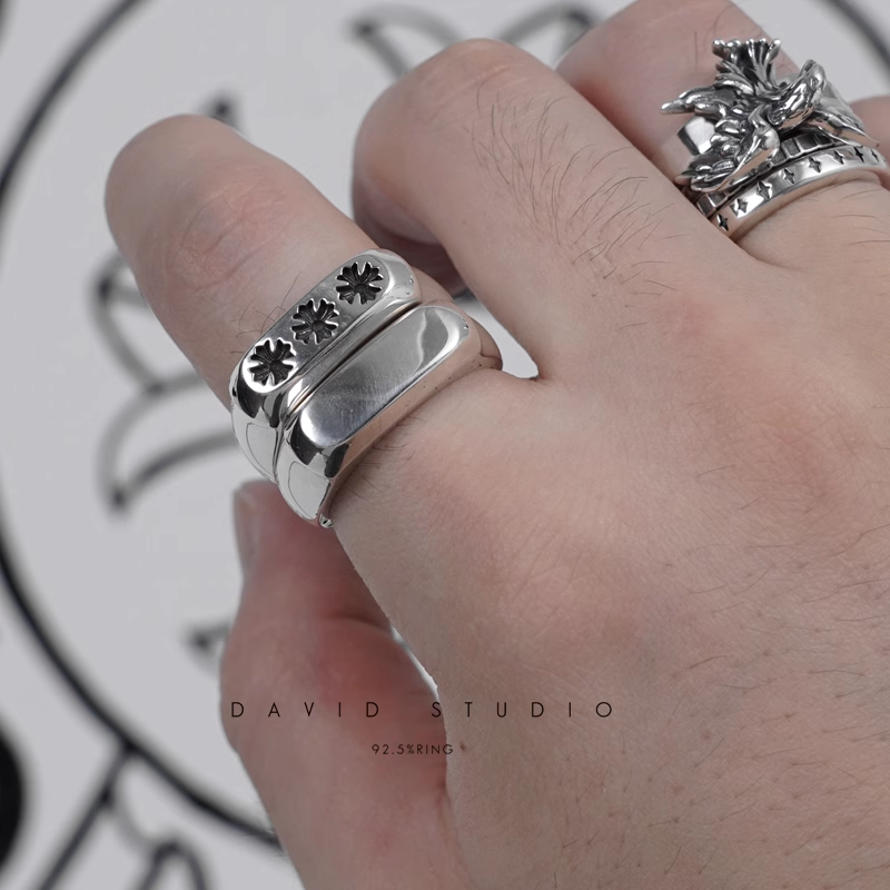 Chrome Hearts Triple CH Plus Flat Ring