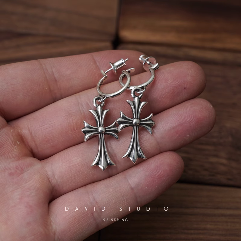 Chrome Hearts TINY Cross Hoop Earring