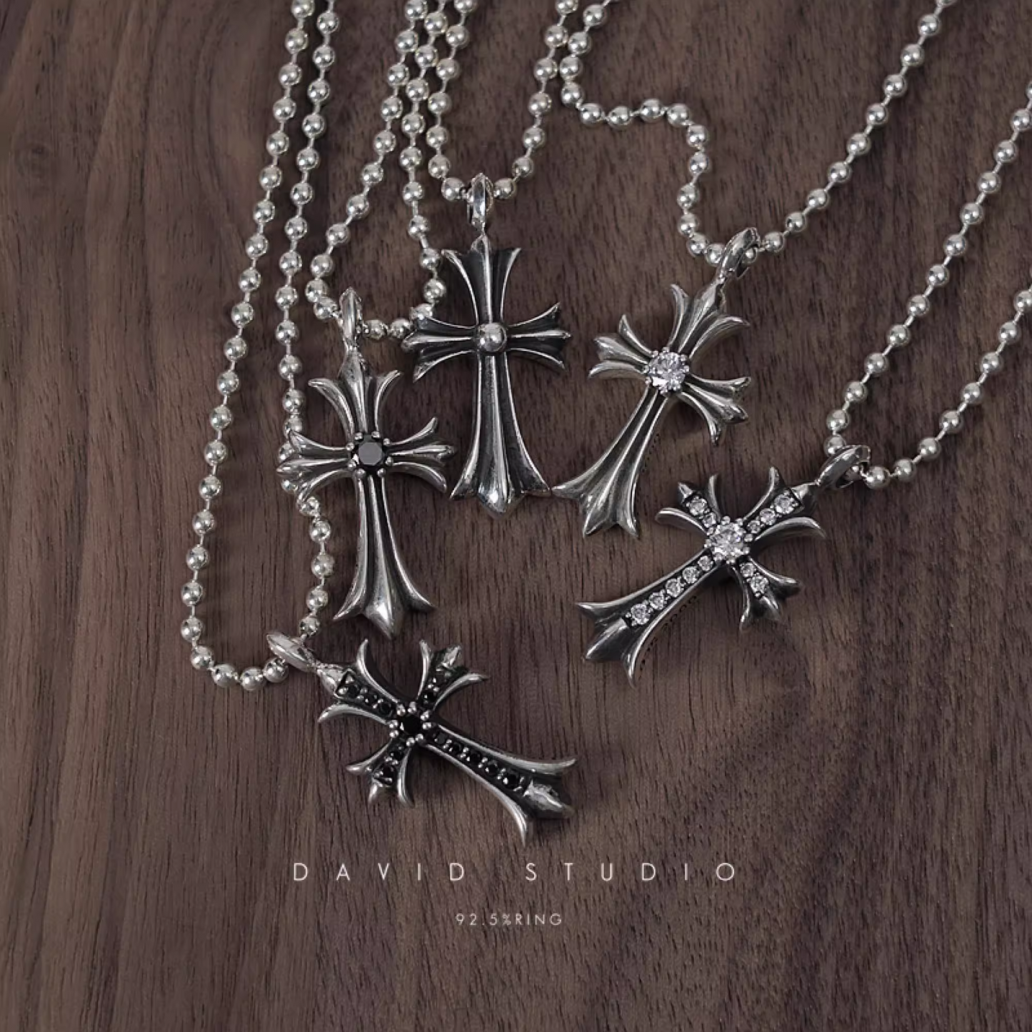 Chrome Hearts Small Cross Charm Necklace with Diamonds – Ball Chain