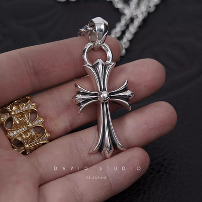 Chrome Hearts Small Cross Pendant With Bail – Roll Chain