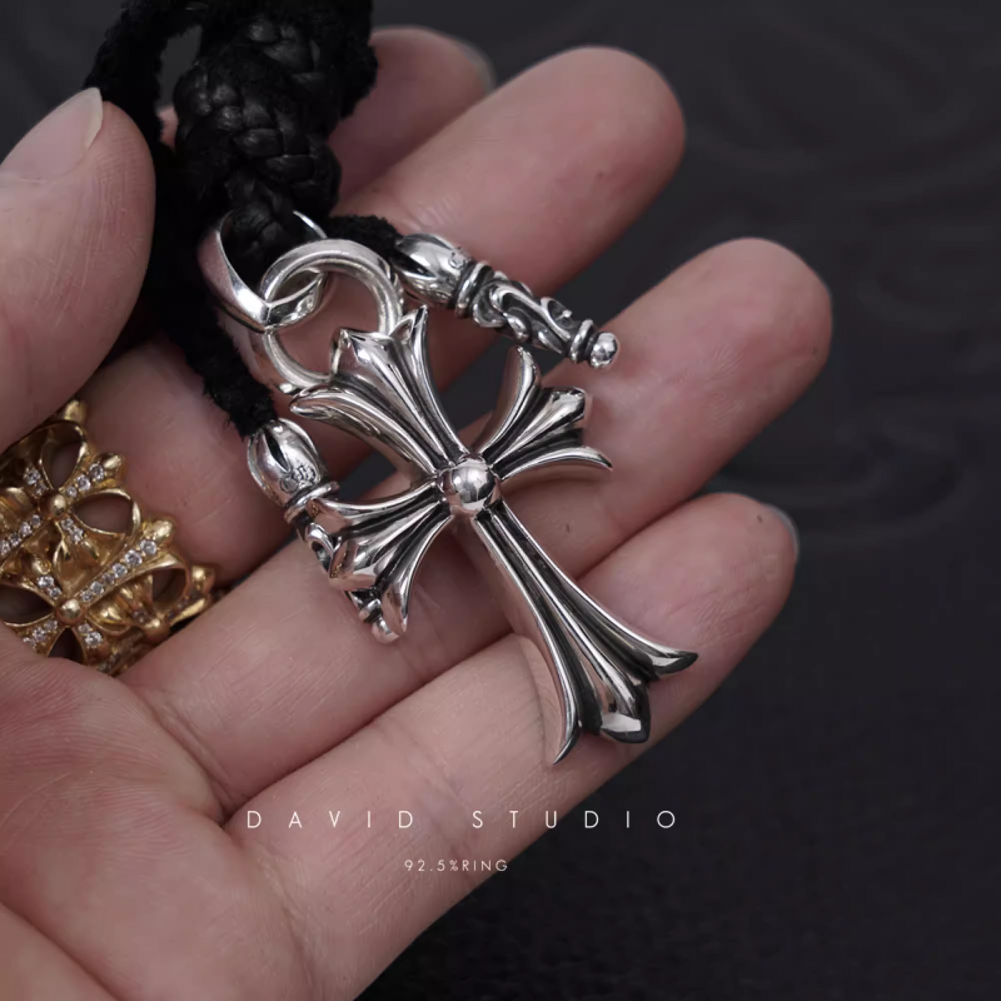 Chrome Hearts Small Cross Pendant With Bail – Leather