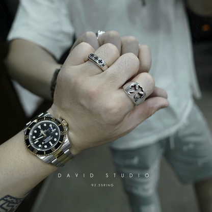 Chrome Hearts Triple CH Plus Flat Ring