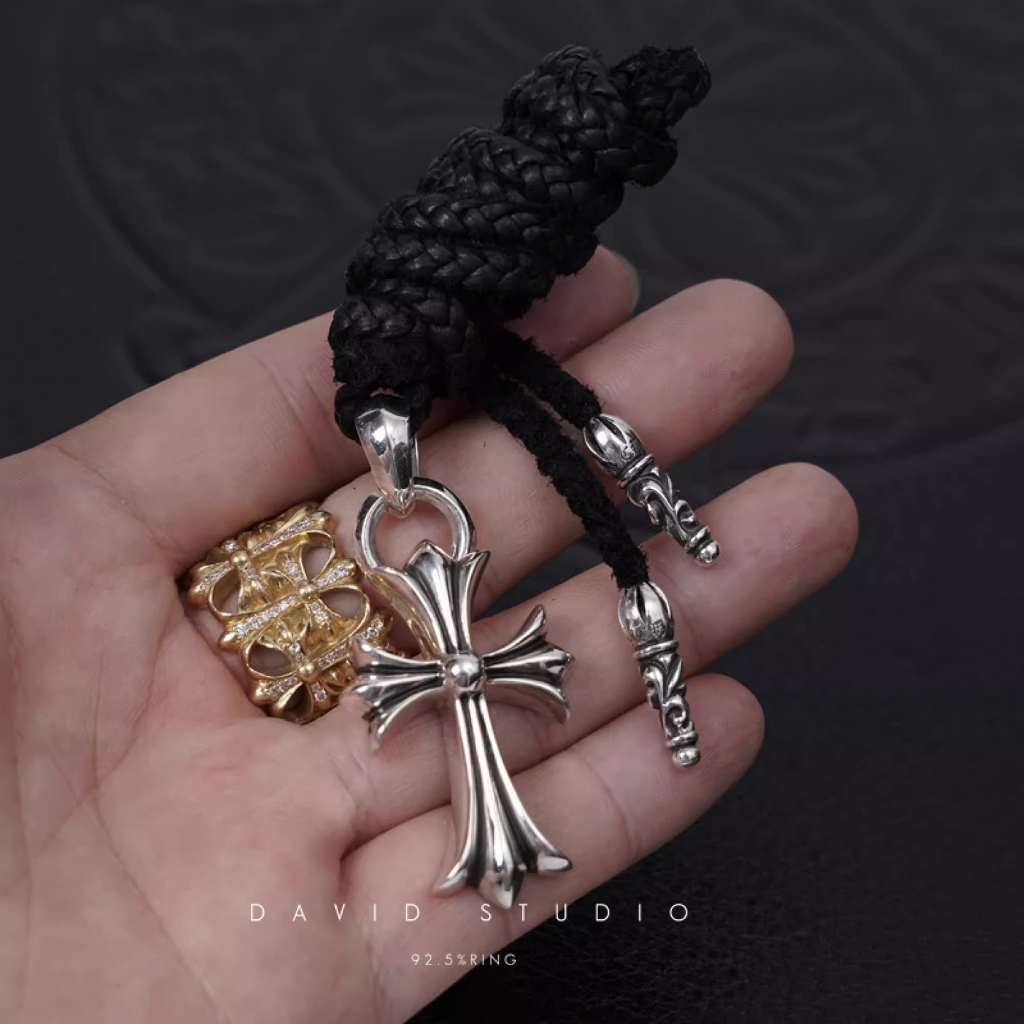 Chrome Hearts Small Cross Pendant With Bail – Leather