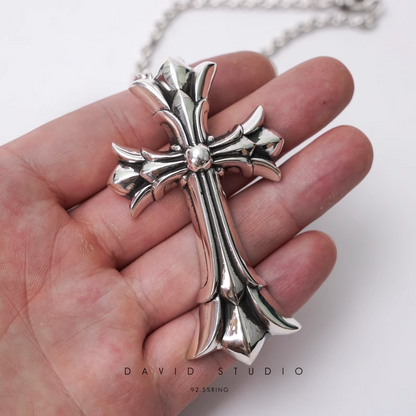 Chrome Hearts Large Double Cross Pendant – Roll Chain