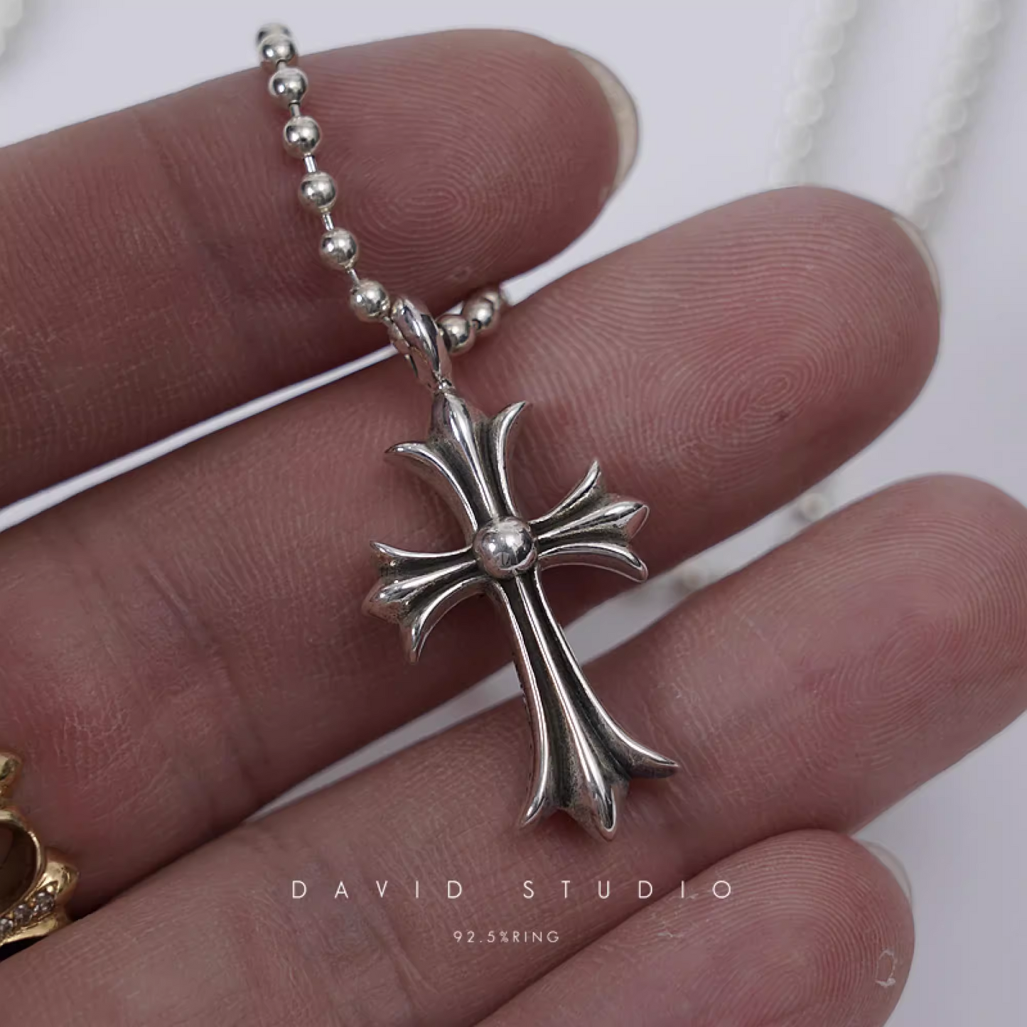 Chrome Hearts Small Cross Charm Necklace with Diamonds – Ball Chain