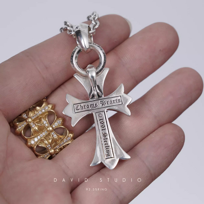 Chrome Hearts Small Cross Pendant With Bail – Roll Chain