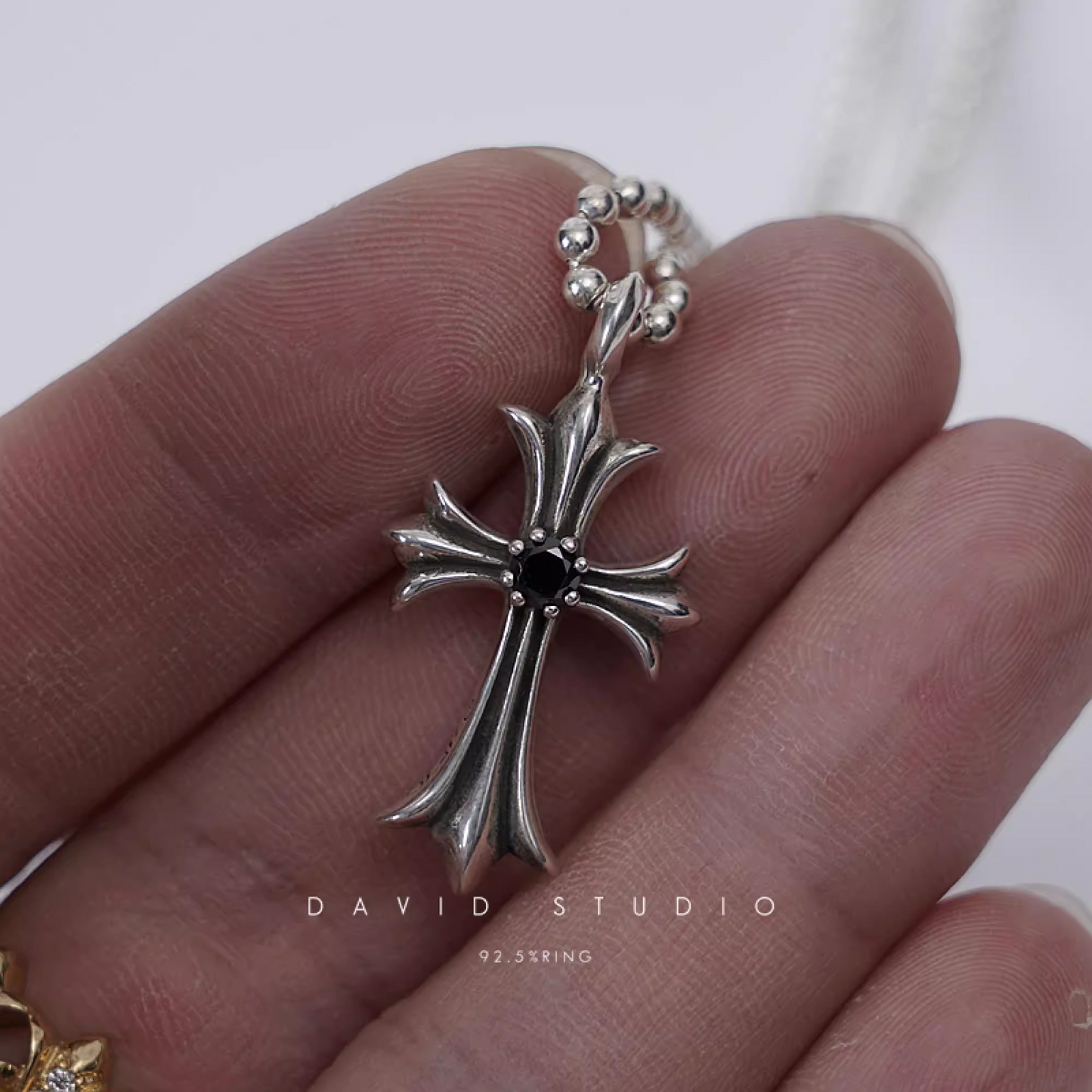 Chrome Hearts Small Cross Charm Necklace with Diamonds – Ball Chain