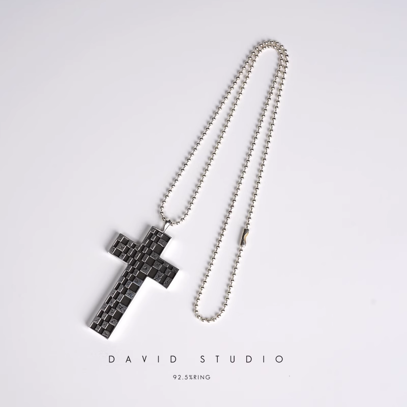 Chrome Hearts Chessboard Cross Pendant – Ball Chain