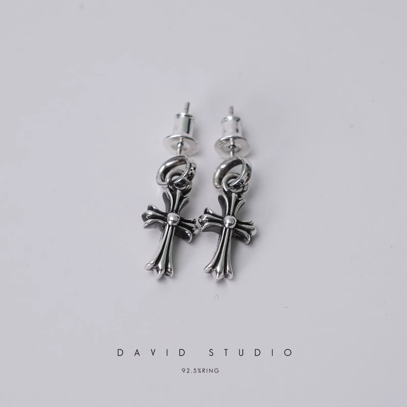 Chrome Hearts Cross Babyfat Drop Earrings