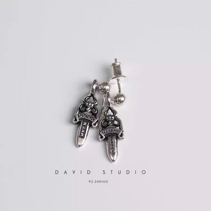 Chrome Hearts Dagger Drop Earring With Diamond