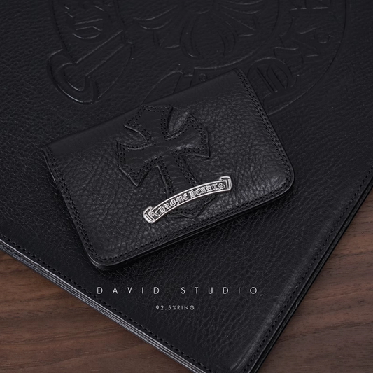 Chrome Hearts Bifold Leather Black Wallet