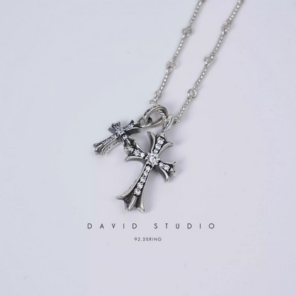 Chrome Hearts Small Cross and Babyfat Charm Necklace with Diamonds – Twist Chain