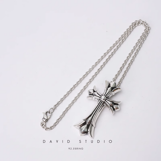 Chrome Hearts Large Double Cross Pendant – Roll Chain