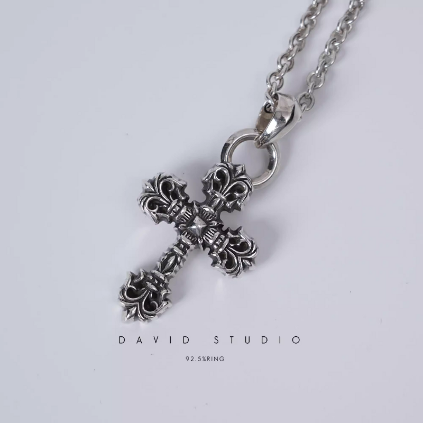 Chrome Hearts XS Filigree Cross Pendant With Bail – Roll Chain