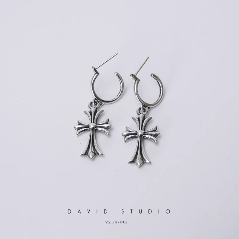 Chrome Hearts TINY Cross Hoop Earring