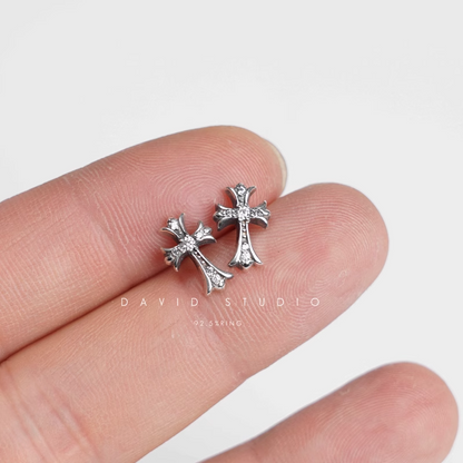 Chrome Hearts CH Cross Babyfat Stud Pierce With Pave Diamond