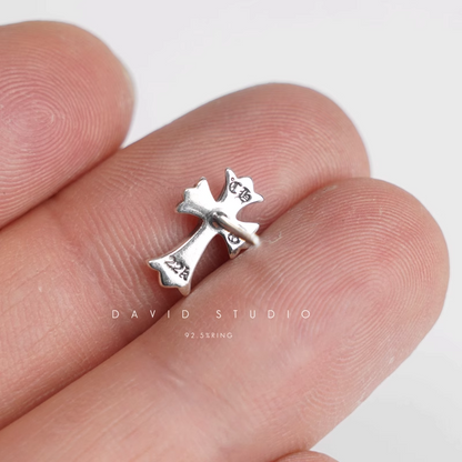 Chrome Hearts CH Cross Babyfat Stud Pierce With Pave Diamond