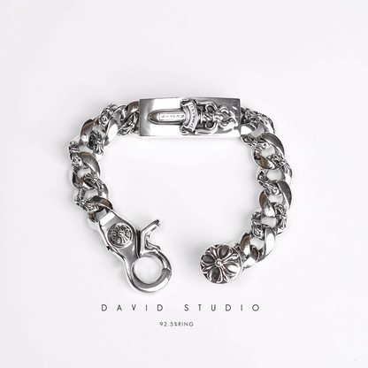 Chrome Hearts Dagger ID Fancy Link Clip Bracelet