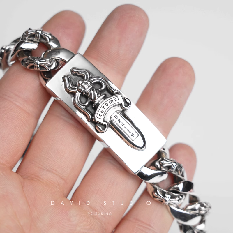 Chrome Hearts Dagger ID Fancy Link Clip Bracelet