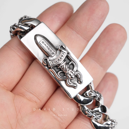 Chrome Hearts Dagger ID Fancy Link Clip Bracelet