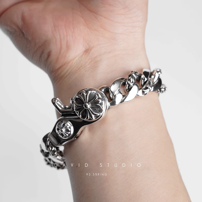 Chrome Hearts Dagger ID Fancy Link Clip Bracelet