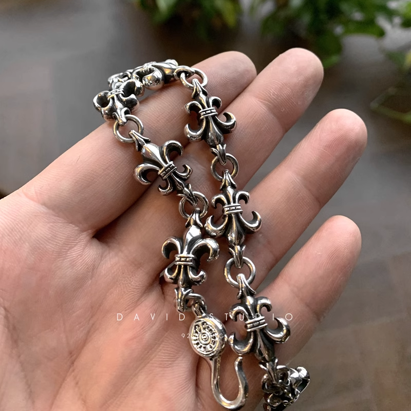 Chrome Hearts BS Fleur Cross Cut Out Link Bracelet