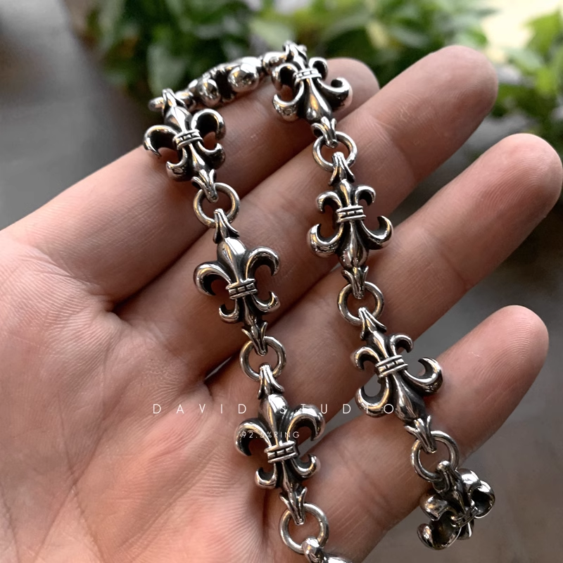 Chrome Hearts BS Fleur Cross Cut Out Link Bracelet