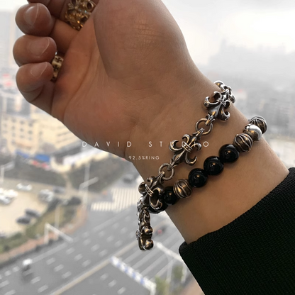 Chrome Hearts BS Fleur Cross Cut Out Link Bracelet