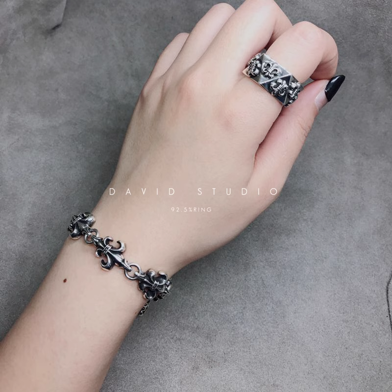 Chrome Hearts BS Fleur Cross Cut Out Link Bracelet