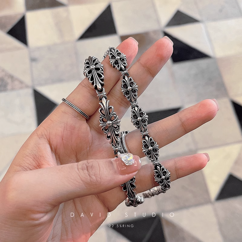 Chrome Hearts Babyfat Cross Fleur Pattern Bracelet