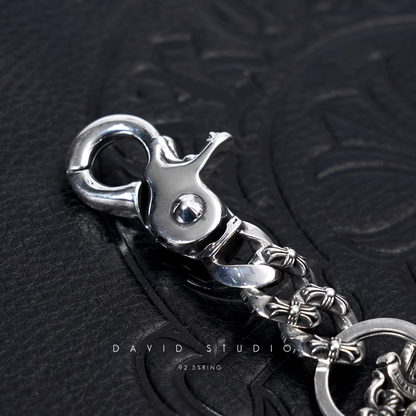 Chrome Hearts Fancy Link Key Chain With Cross And Dagger Key Ring