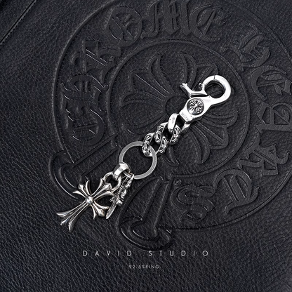 Chrome Hearts Fancy Link Key Chain With Cross And Dagger Key Ring