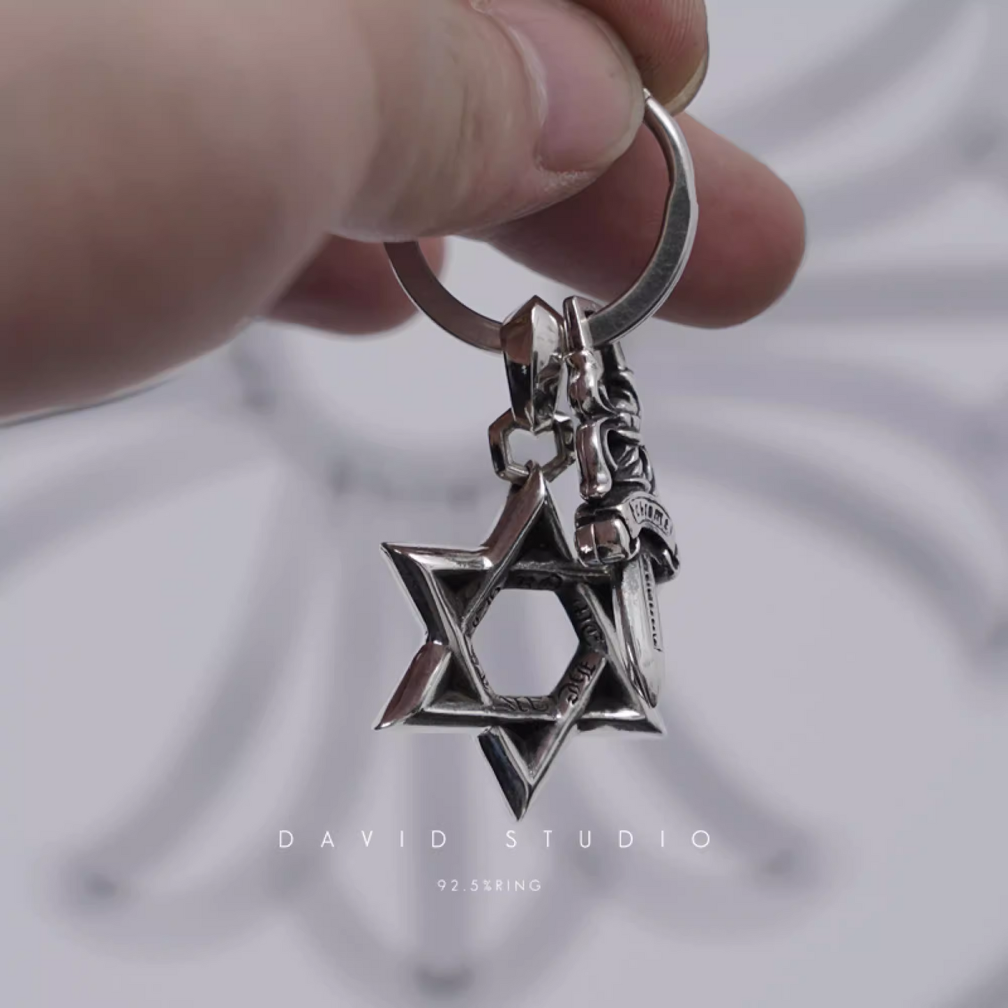 Chrome Hearts Star Of David And Dagger Key Ring