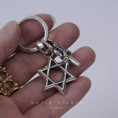 Chrome Hearts Star Of David And Dagger Key Ring