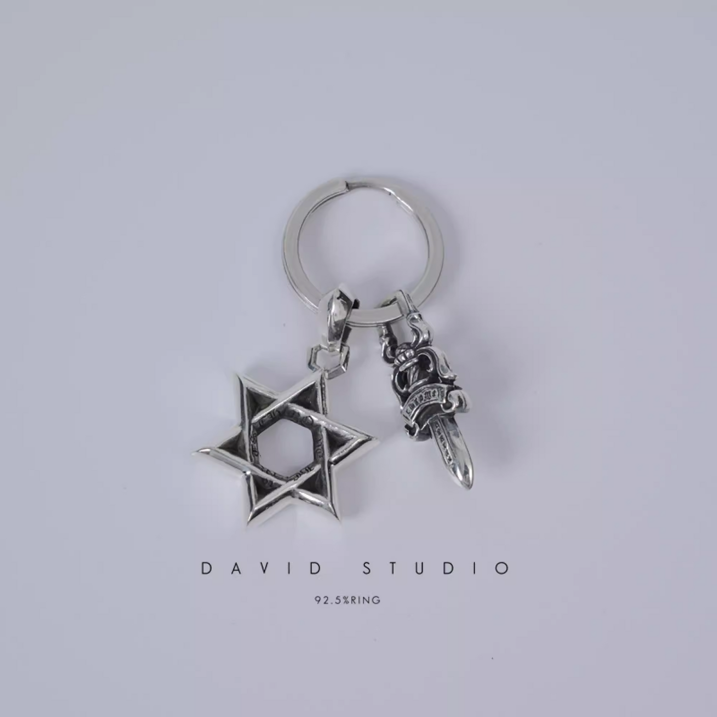 Chrome Hearts Star Of David And Dagger Key Ring