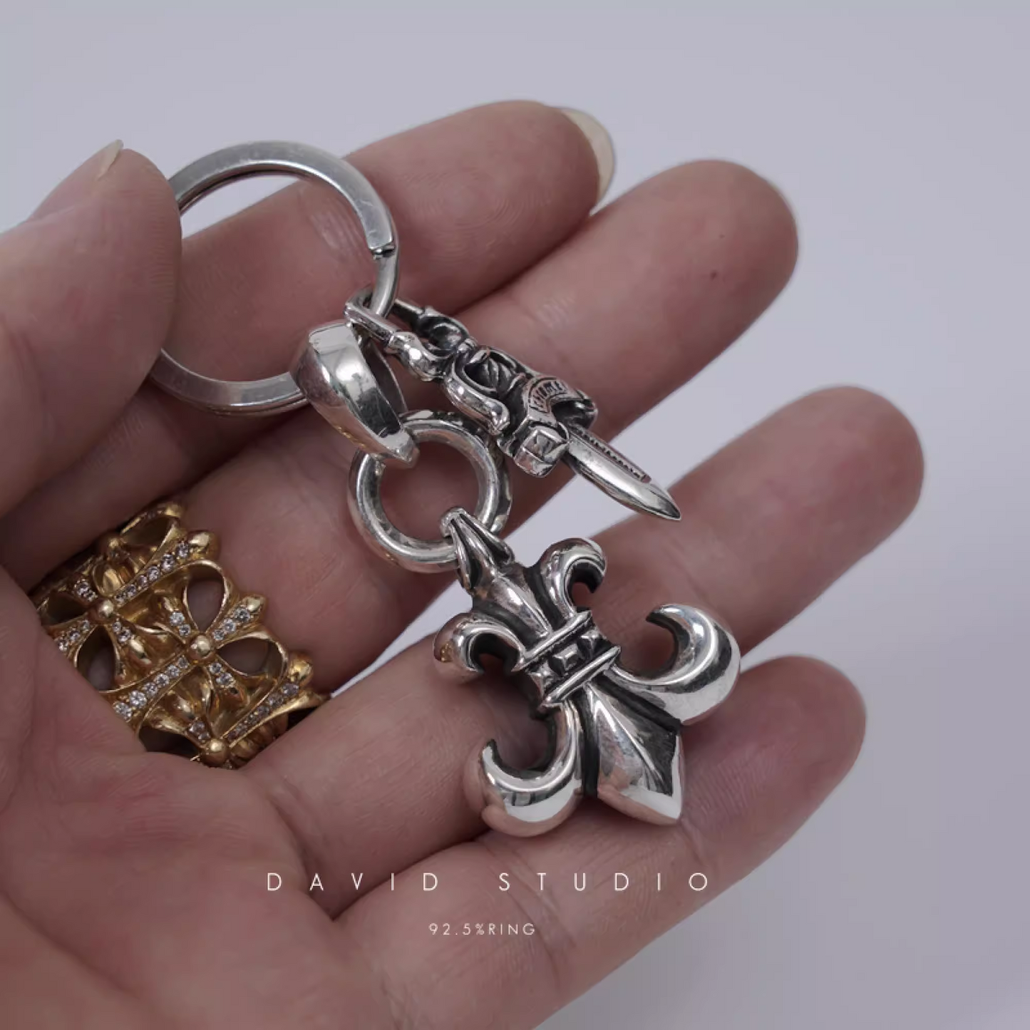 Chrome Hearts BS Fleur And Dagger Key Ring