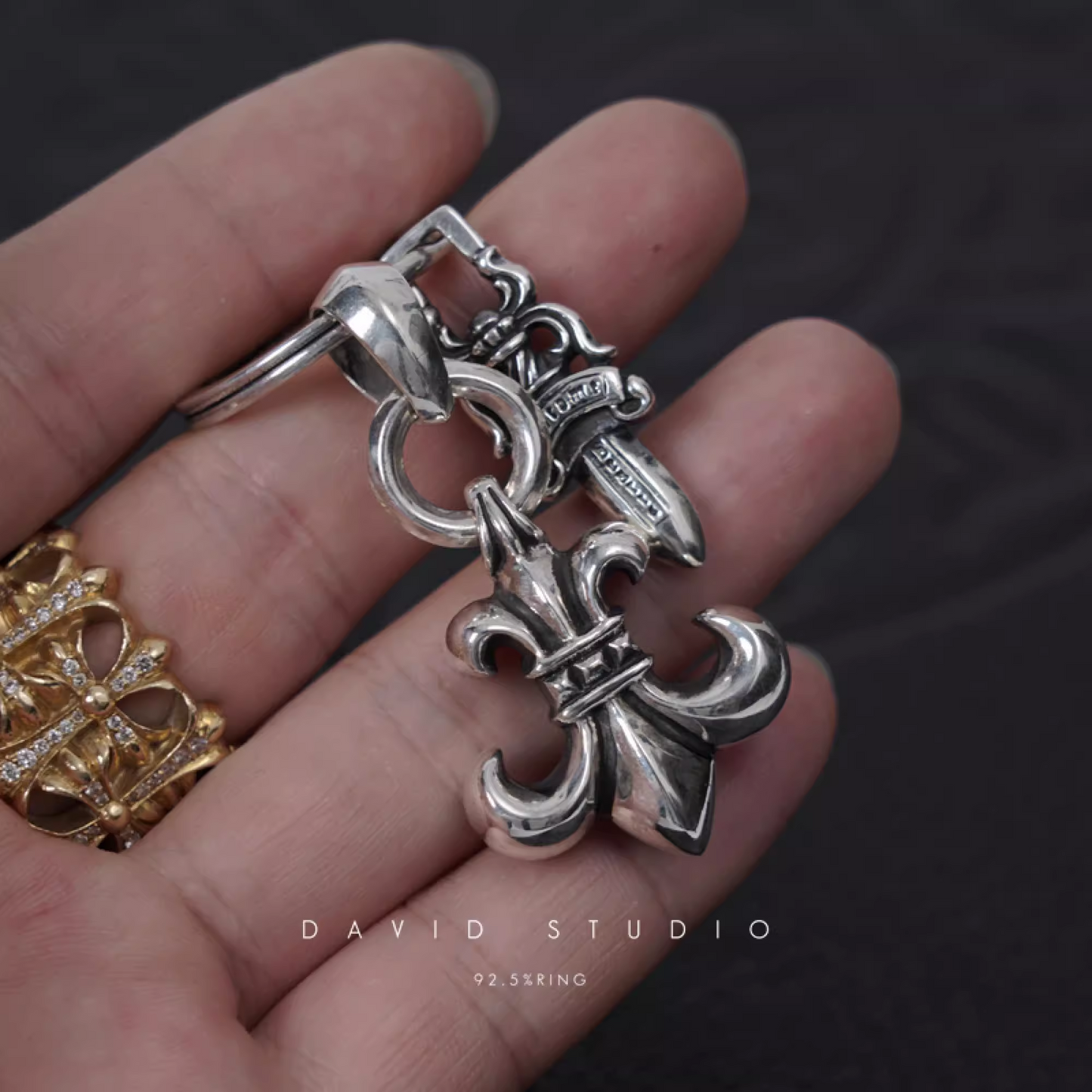 Chrome Hearts BS Fleur And Dagger Key Ring