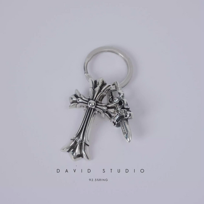 Chrome Hearts Double Cross And Dagger Key Ring