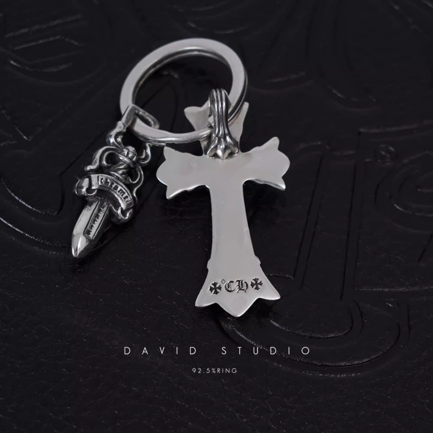 Chrome Hearts Double Cross And Dagger Key Ring