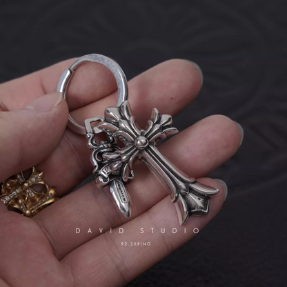 Chrome Hearts Double Cross And Dagger Key Ring