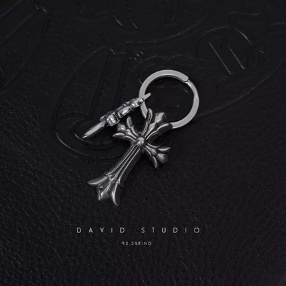 Chrome Hearts Double Cross And Dagger Key Ring