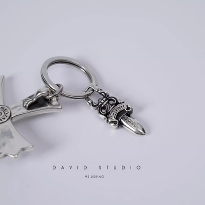 Chrome Hearts Cross And Dagger Key Ring